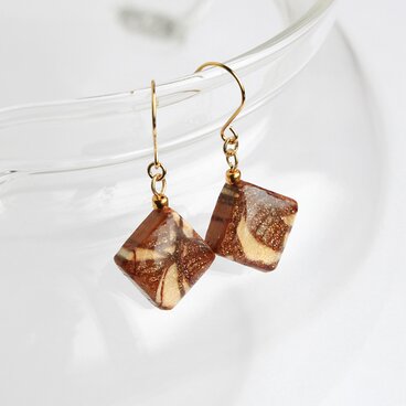 マーブル寄木のピアス（SBR）