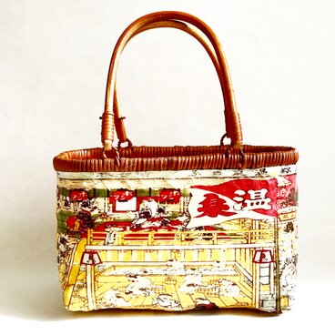 一閑張りバッグ “温泉猫” 浮世絵仕上げ