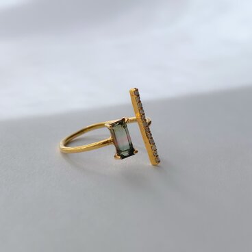 ナチュラルダイヤモンド&バイカラートルマリンリング　Iris B