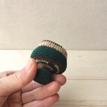 knit glass/グリーン　ベージュ　サーモンピンク