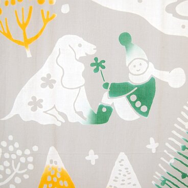 てぬぐい　冬の記憶の中の家族柄