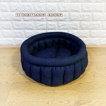 深めでスッポリ！シンプルなペットベッドLサイズ(デニム)