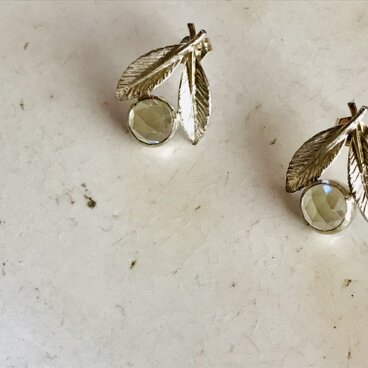 シルバー925レモンクォーツのリーフピアス