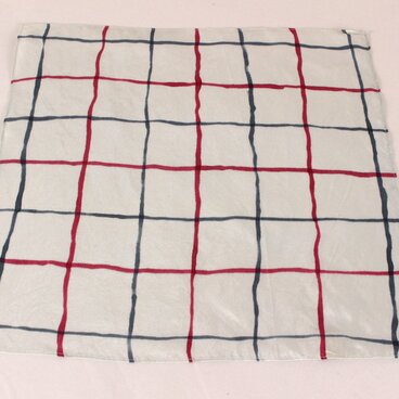 ポケットチーフunisex／チェック（格子）柄／ブルーグレー地／訳あり品