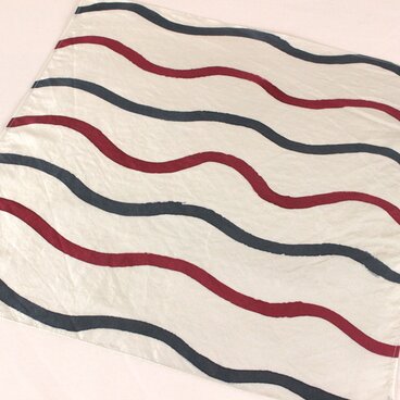 ポケットチーフunisex／波模様／ブルーグレー地