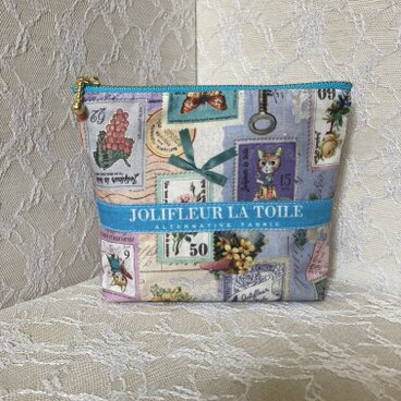 大人可愛い　ミニファスナーポーチ　【切手柄】