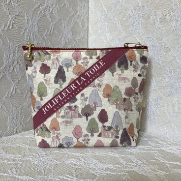 大人可愛い　ミニファスナーポーチ　【ならの森柄】