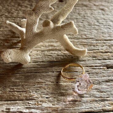 一粒ガラスの指輪(pink.gold2)