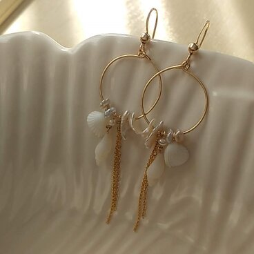 ◆ うみのわピアス（貝殻2種）◆【K14GF】