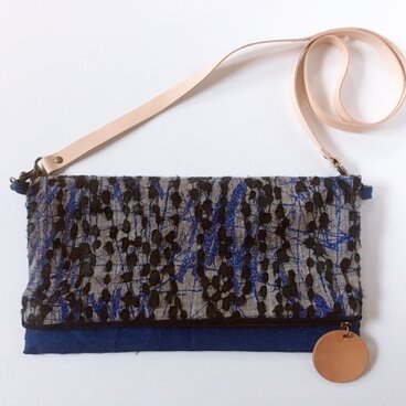 和紙プリントの4wayサコッシュ／ゾウ　BK