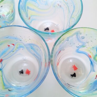 泳ぐ金魚グラス(そばちょこ)　受注制作