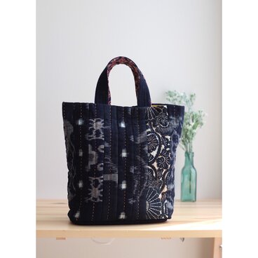 古布を使った　ちょっとそこまでも、おめかしも出来るバッグ