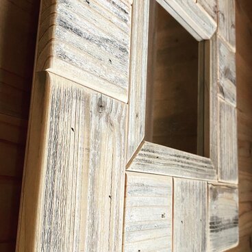 シャビーシック木の額　鏡・ミラー　White