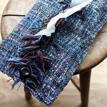 浴衣生地で涼しげな裂き織りティッシュカバー