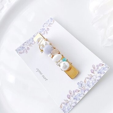 《 ムーンストーン × 貝パール etc... 》 天然石を贅沢に纏わせたジュエリーヘアクリップ ［送料込み］