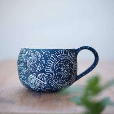 青いマグカップ（大7）