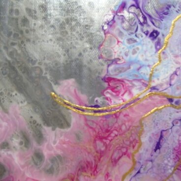 フルイドアート/ポーリングアート　原画　小さなキャンパス絵画