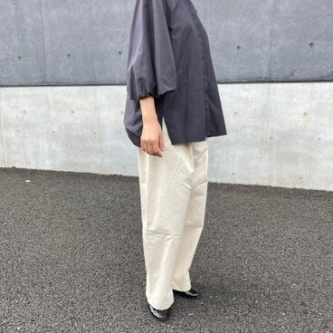 【チャコールグレー】バルーンスリーブブラウス