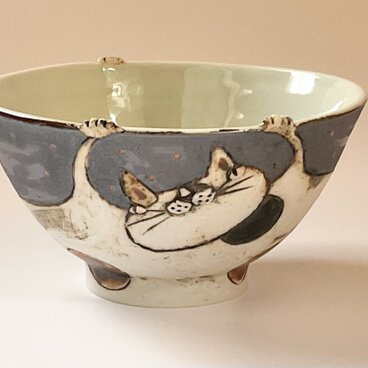ネコの御飯茶碗 2 (ブチ)