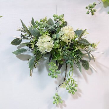 ホワイトツイッグ の スワッグ スノーボール W アーティフィシャルフラワー ns798