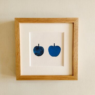 「apple」イラスト 原画 ※18角木製額縁入り　北欧インテリア