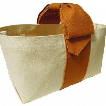 リボンハンドルトートバッグ／キャメル