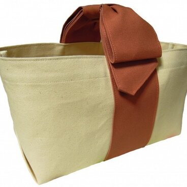 リボンハンドルトートバッグ／スモーキーコーラル