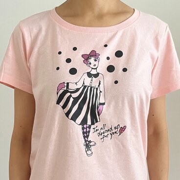 値下げ★Mサイズ  大人可愛いキラキラ仕様　スワロやラメのおしゃれな『リボンの女の子』Tシャツ！プレゼントにも♡