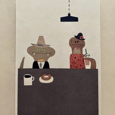 『珈琲のある風景』(へび) 同柄2枚セット　