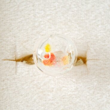 【イギリス製】ハンドメイド  フェルト入り ガラスセルリング 14号