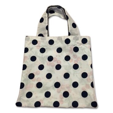 さくらんぼフラワー×青ドットトート