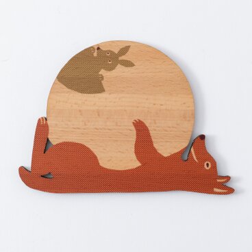 動物雑貨・どうぶつモチーフ｜木製コースター【かんがるー】