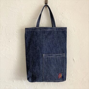 A4ぴったりバッグライト　a4dl001　紺デニム×ミニパッチ赤黄青