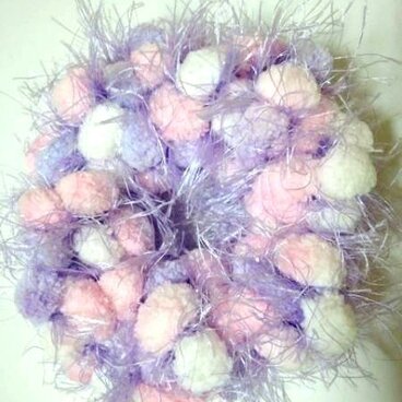 パープルのゆるふわモコモコのシュシュ