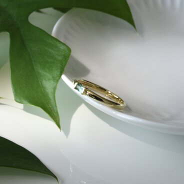 14K バゲットカット・天然エメラルドリング