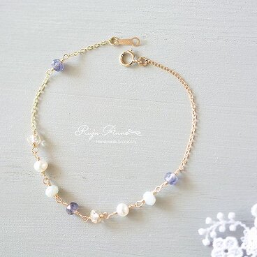 14kgf＊アマゾナイト×アイオライトのシンプルブレスレット