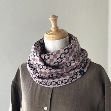 コットンフェアアイル模様 ねじりスヌード　