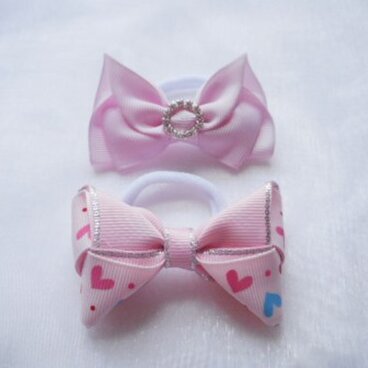 ハンドメイド　ヘアゴム　ピンク色2個セット