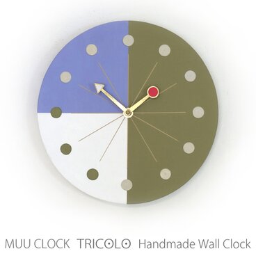 MUU CLOCK TRICOLO 特別色Ⅱ(Olivegreen-Violet) おしゃれなデザインの時計　インテリア