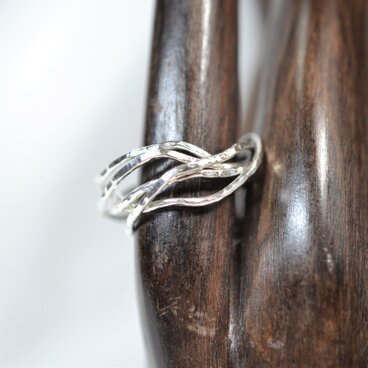 シルバー　ウェーブ5連の指輪　－155－