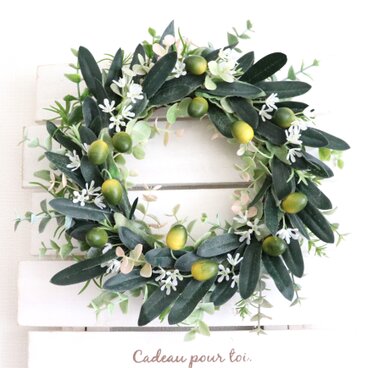 オリーブグリーンリース（アーティフィシャルフラワー）