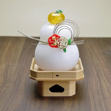 【受注制作】吹きガラス鏡餅（紅白梅）※納期1週間～12月下旬