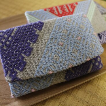 こぎん刺し　カードケース　紫総