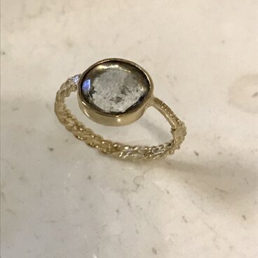 モスアクアマリン✳︎ローズカット✳︎シンプルリング