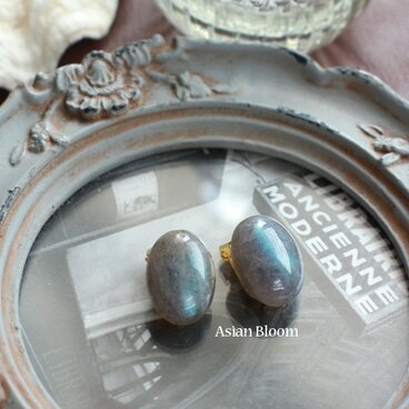 高品質ラブラドライトのスタットピアスまたはイヤリング