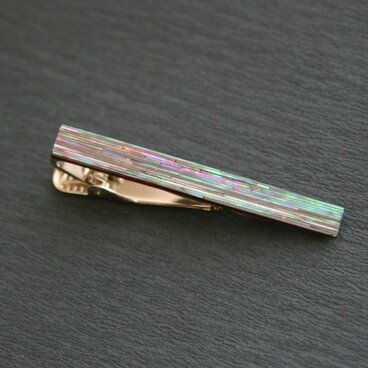 漆工芸螺鈿ネクタイピン （鮑貝細目ストライプ）
