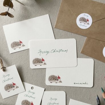 はりねずみのメッセージカード クリスマスカード 20枚
