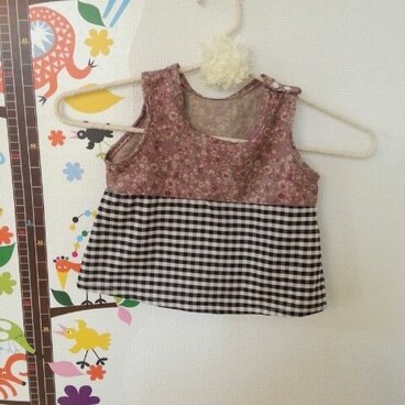 花柄＆ギンガムチェックトップス♪80センチ