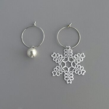 雪華図説 雪の結晶ピアス SV925 | tatting lace SC2WH