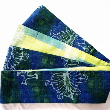 バティックモンステラ柄半幅帯 HAN1597